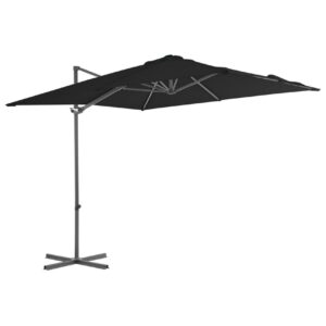 Riippuva aurinkovarjo teräspylväällä musta 250x250 cm -