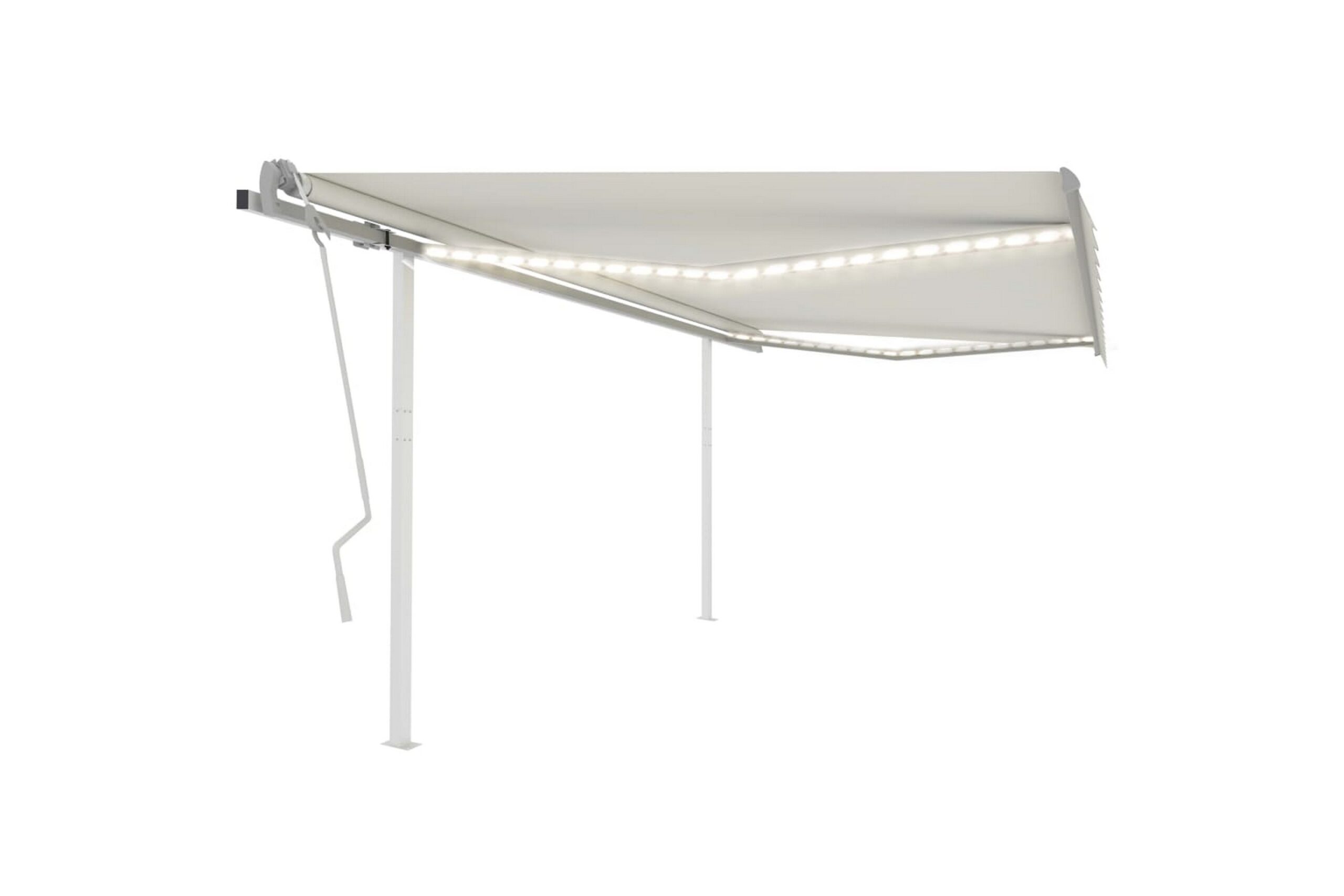 Manuaalisesti kelattava markiisi LED-valoilla 4x3 m kerma -