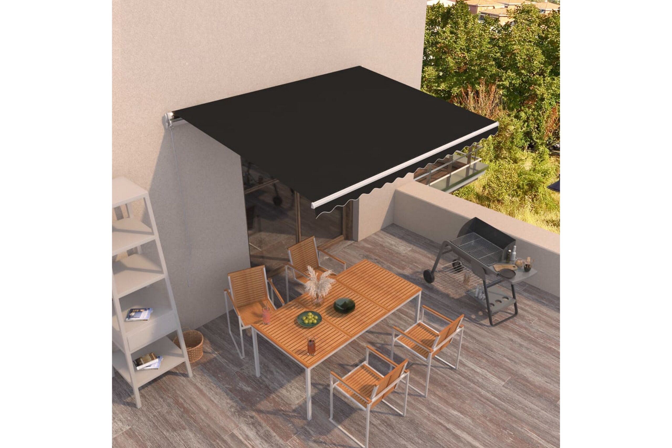Manuaalisesti sisäänkelattava markiisi 450x350cm antrasiitti -