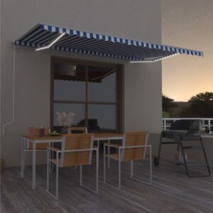 Sisäänkelattava markiisi LED/tuulisensori 500x350cm sini -