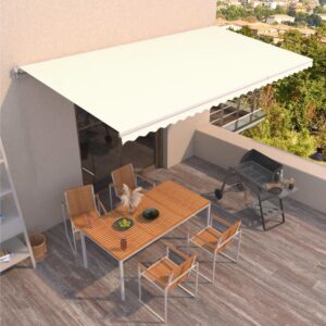 Manuaalisesti sisäänkelattava markiisi 600x350 cm kerma -