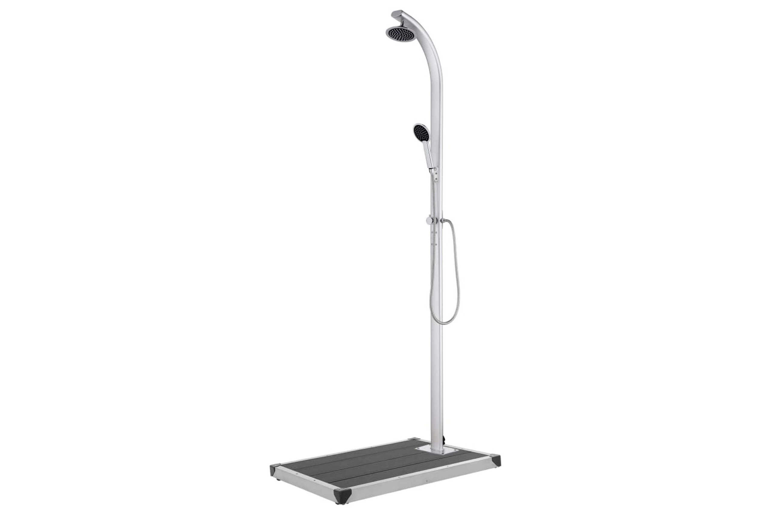 Puutarhasuihku harmaalla alustalla 220 cm alumiini -