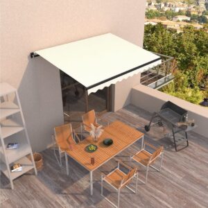 Manuaalisesti sisäänkelattava markiisi 350x250 cm kerma -