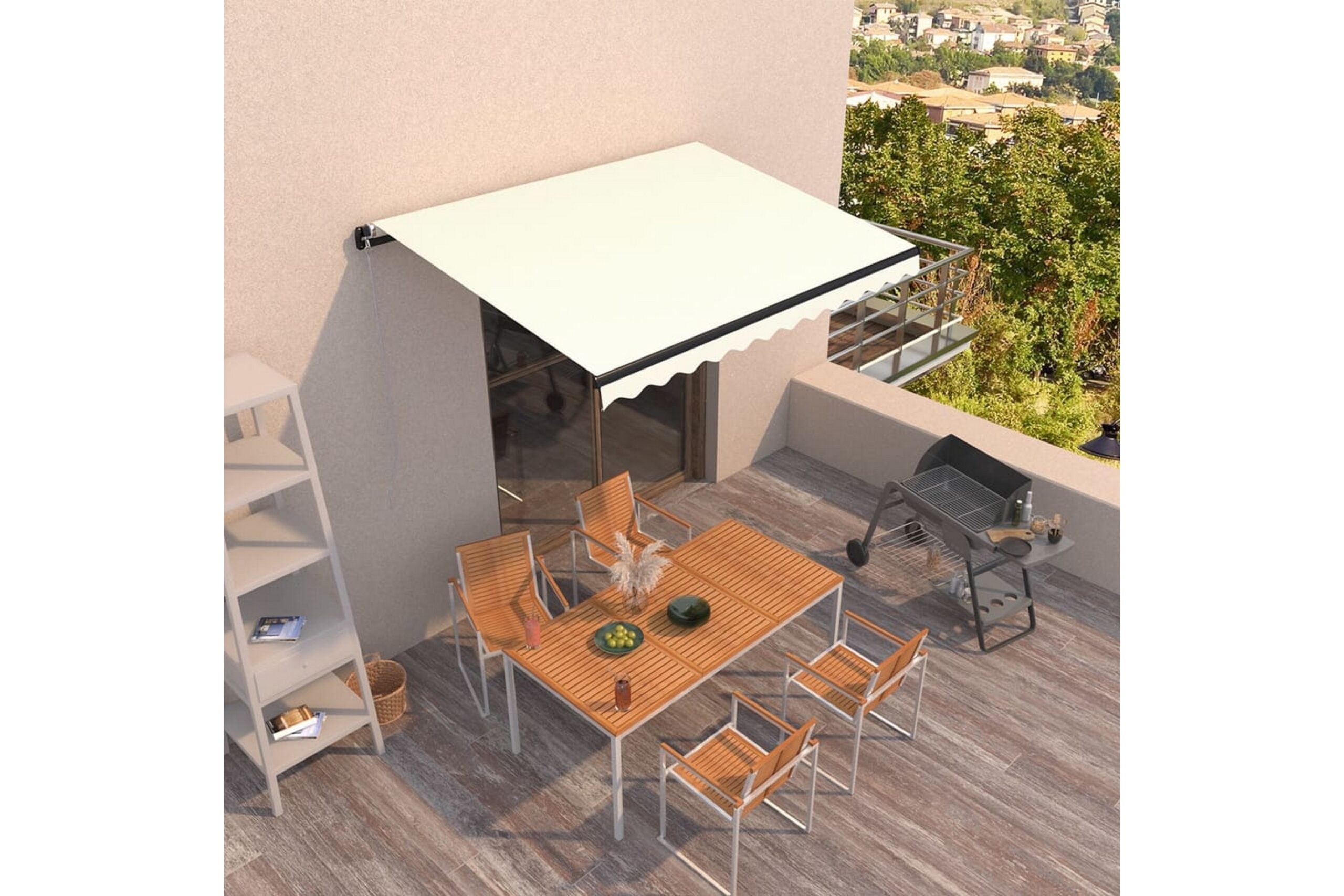 Manuaalisesti sisäänkelattava markiisi 350x250 cm kerma -
