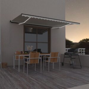 Manuaalisesti sisäänkelattava markiisi LED-valo 500x350cm -