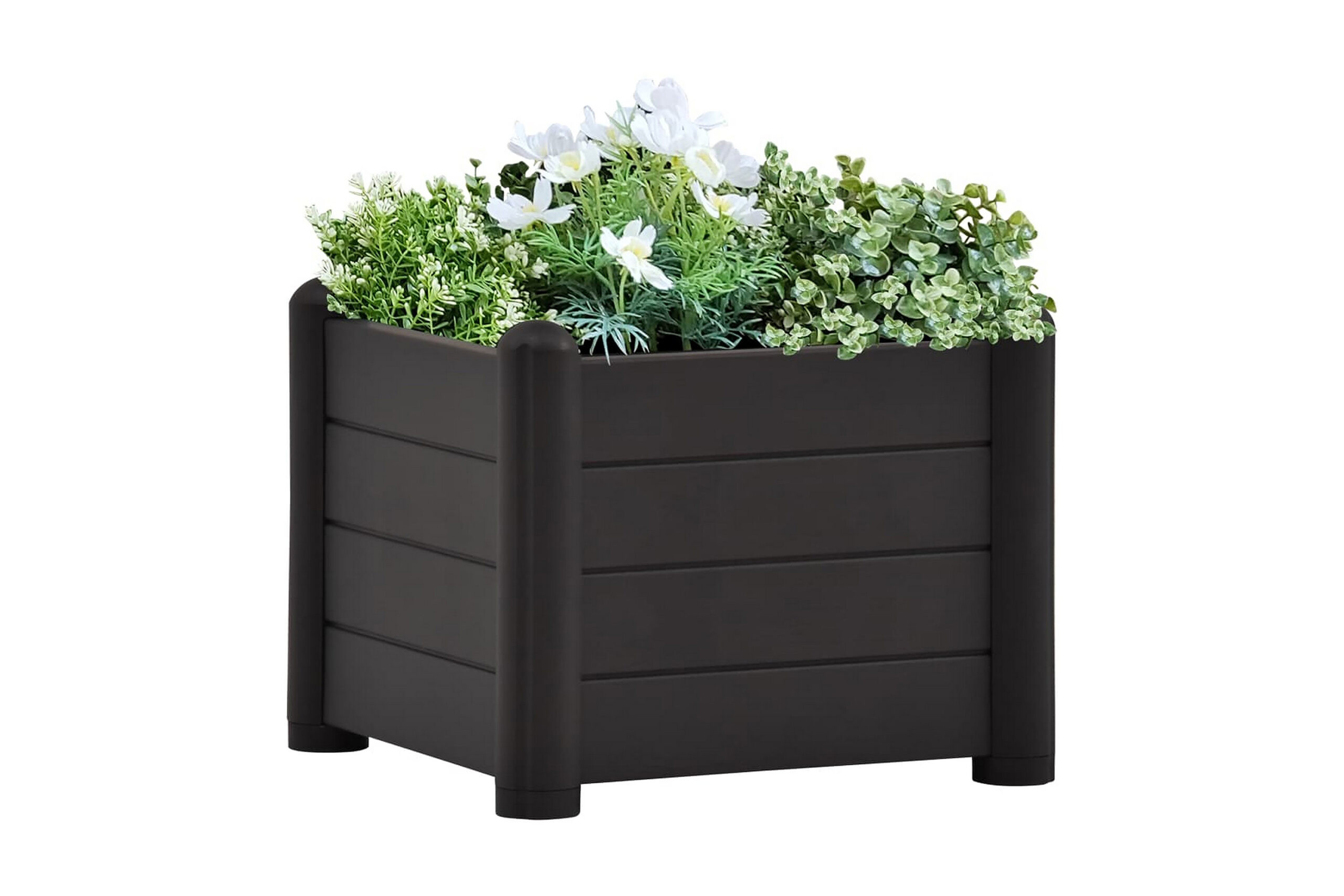 Korotettu kukkalaatikko PP antrasiitti 43x43x35 cm -