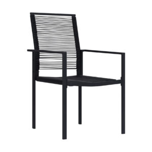 Puutarhatuolit 2 kpl PVC rottinki musta -