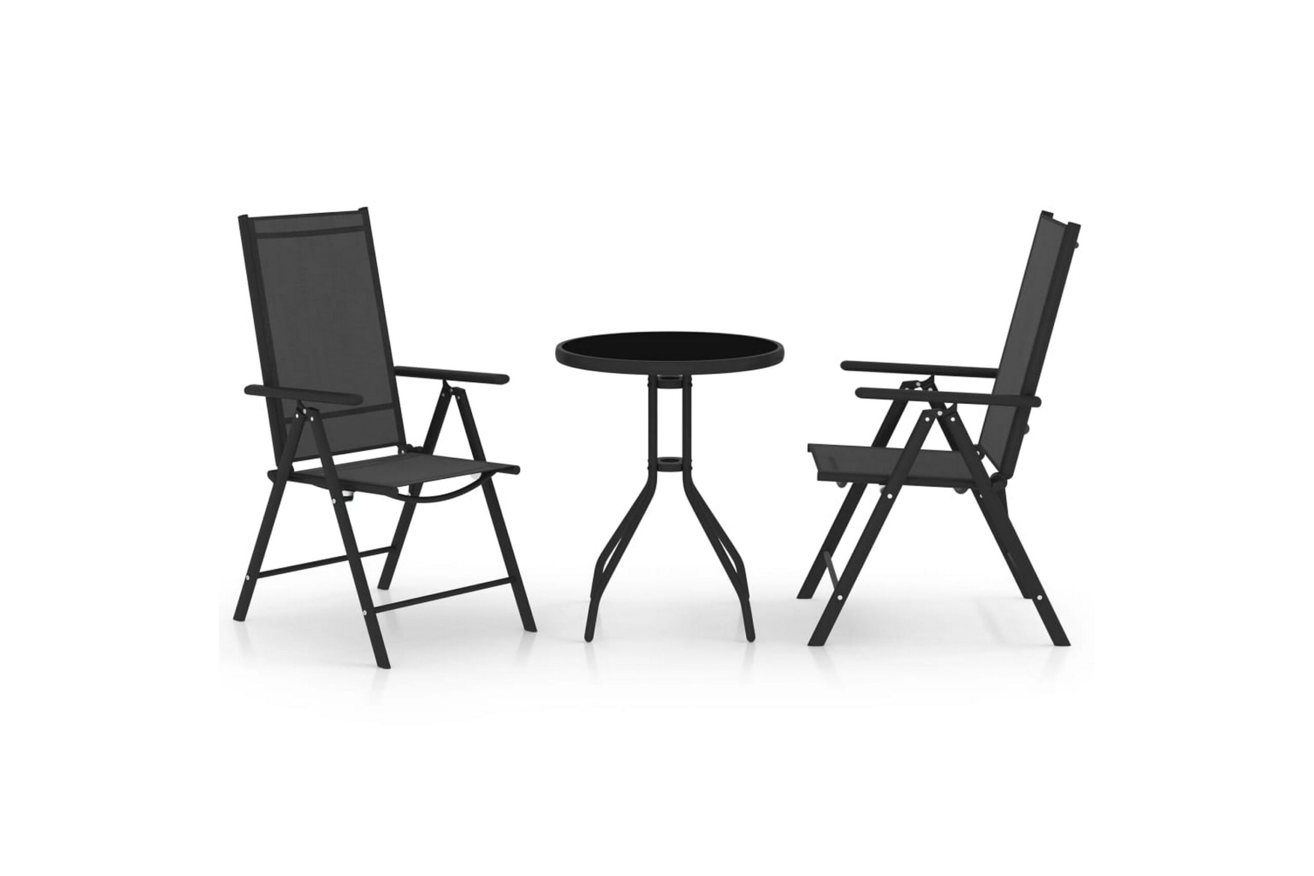 3-osainen bistrokalusteryhmä alumiini ja textilene musta - Musta