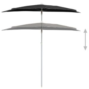 Puoliaurinkovarjo tangolla 180x90 cm musta -