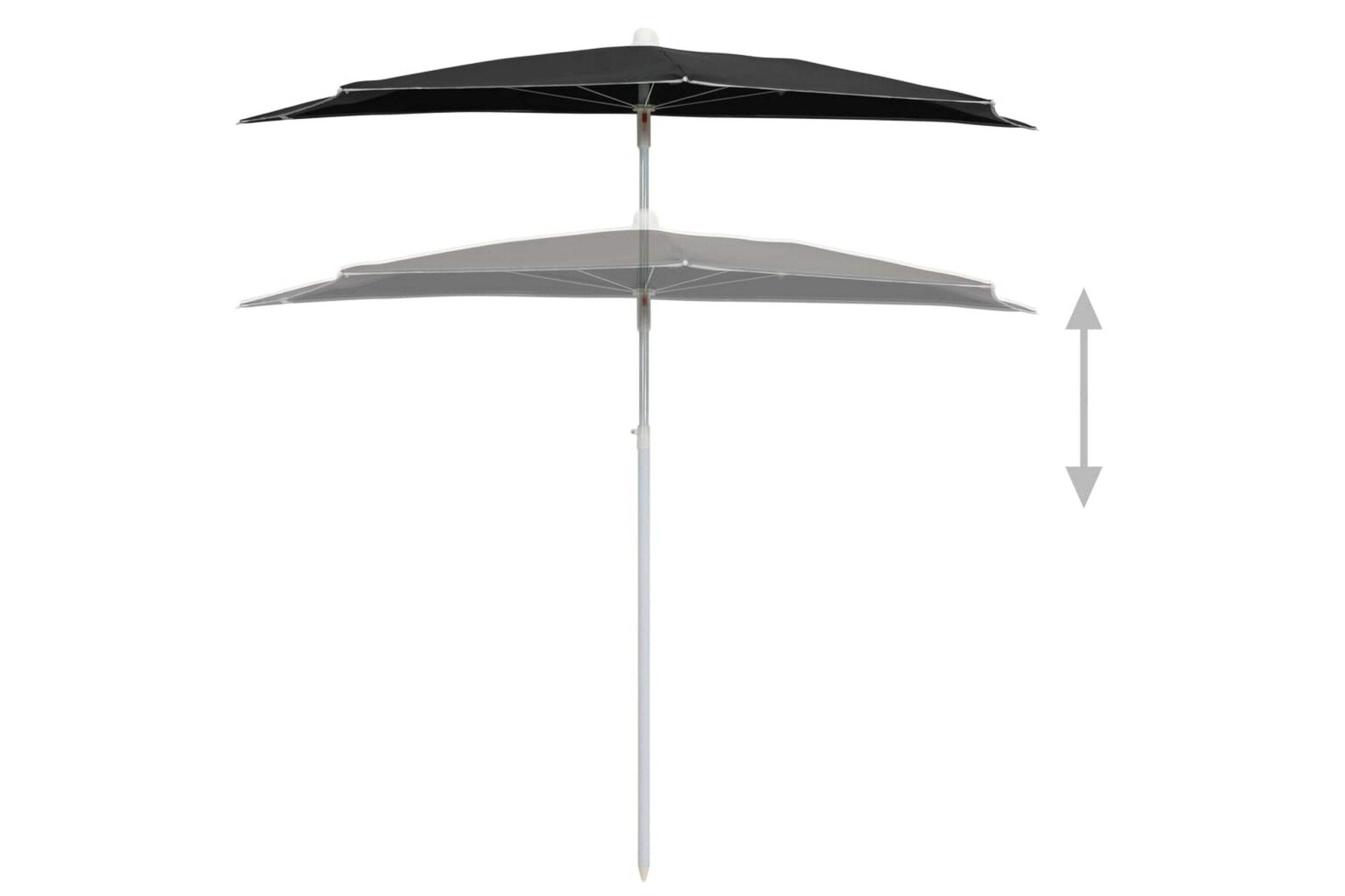 Puoliaurinkovarjo tangolla 180x90 cm musta -