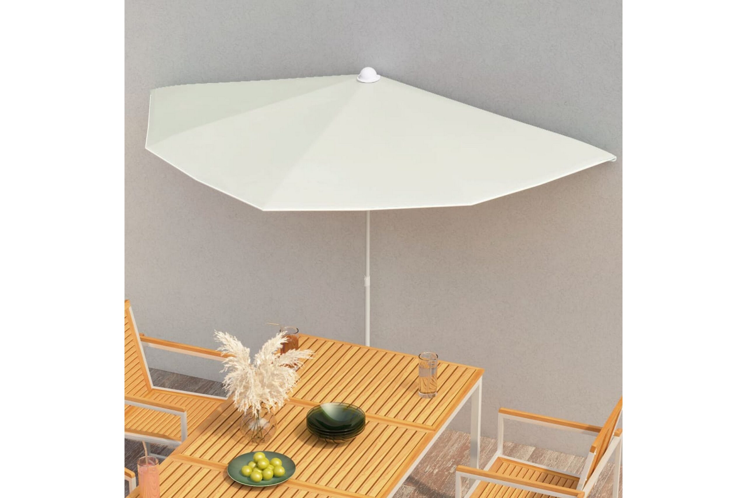 Puoliaurinkovarjo tangolla 180x90 cm hiekka -