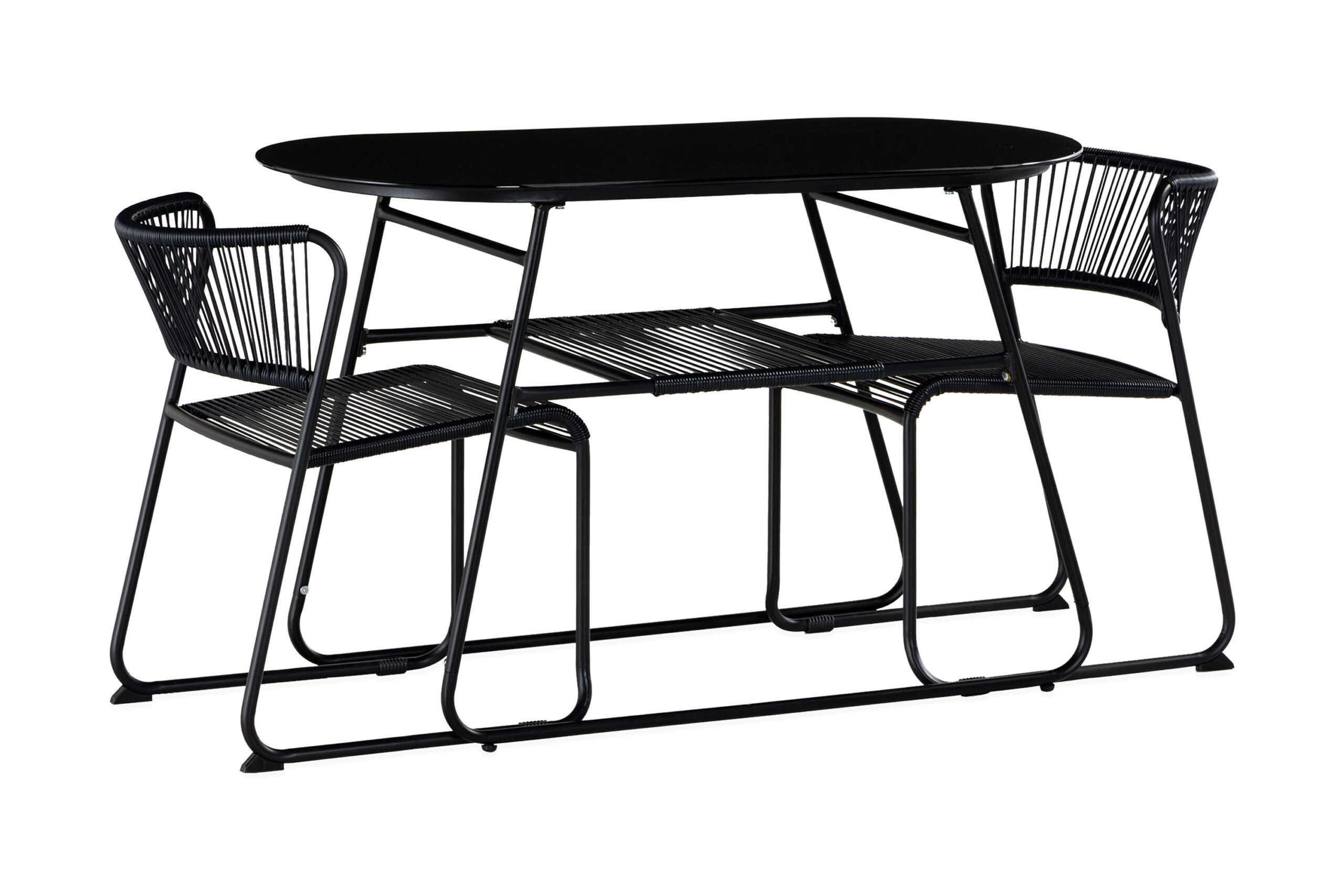 Parvekeryhmä Lamborg 120 cm Soikea 2 tuolia - Lasi/Musta