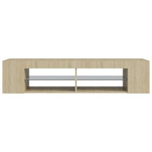 TV-taso LED-valoilla 135x39x30 cm - Ruskea