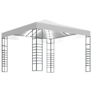 Puutarhakatos valonauhoilla 3x3 m valkoinen -