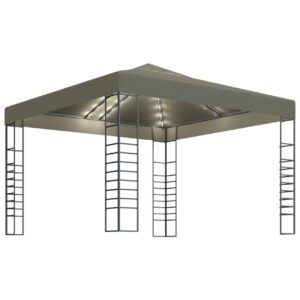Puutarhakatos valonauhoilla 3x3 m ruskeanharmaa 180 g/m² -