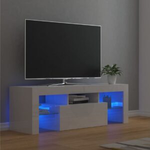 TV-taso LED-valoilla korkeakiilto valkoinen 120x35x40 cm -