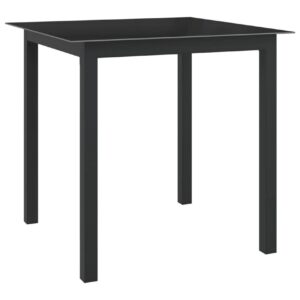Puutarhapöytä musta 80x80x74 cm alumiini ja lasi - Musta