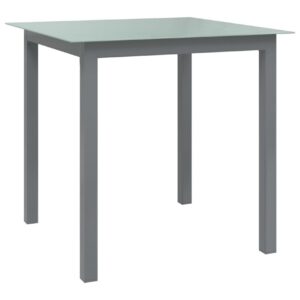 Puutarhapöytä vaaleanharmaa 80x80x74 cm alumiini ja lasi - Harmaa