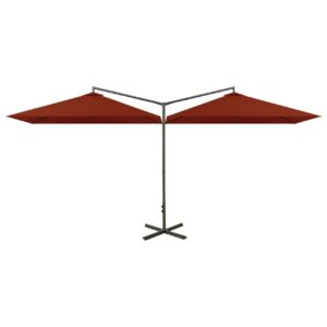 Tupla-aurinkovarjo terästanko terrakotta 600x300 cm -