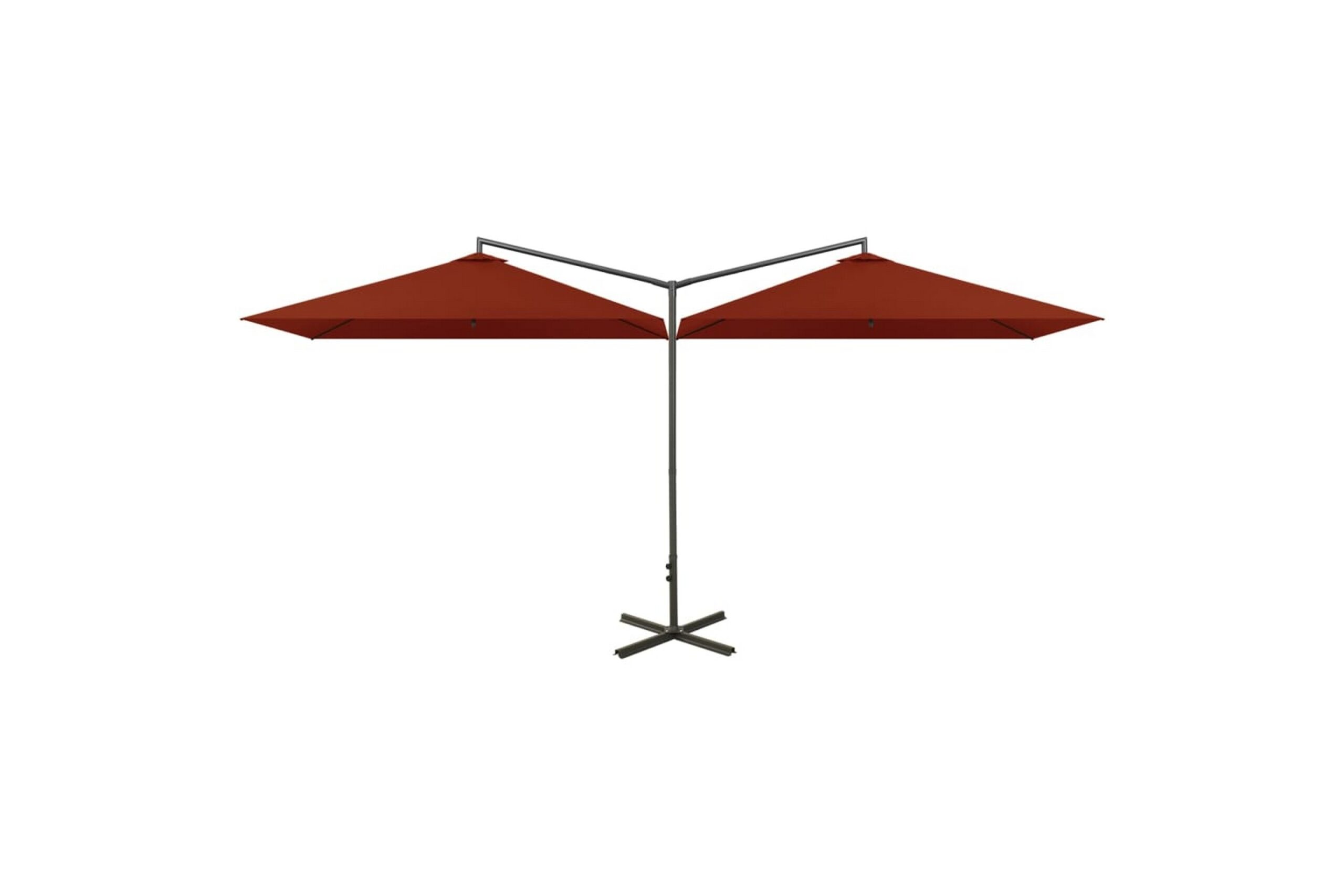 Tupla-aurinkovarjo terästanko terrakotta 600x300 cm -