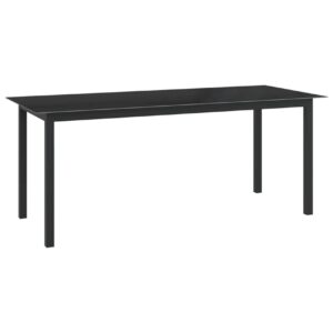 Puutarhapöytä musta 190x90x74 cm alumiini ja lasi - Musta