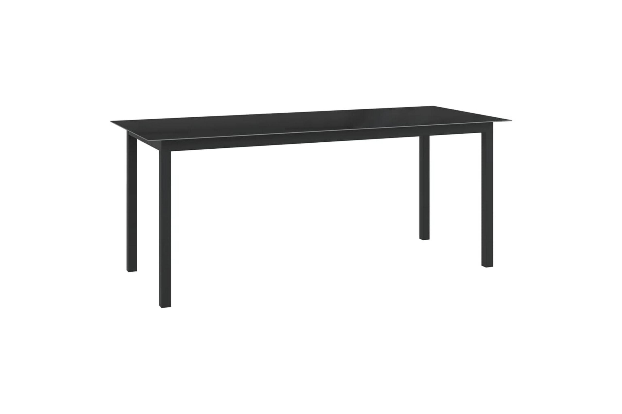 Puutarhapöytä musta 190x90x74 cm alumiini ja lasi - Musta