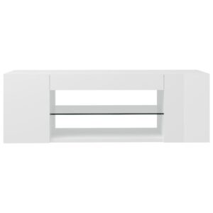TV-taso LED-valoilla korkeakiilto valkoinen 90x39x30 cm -