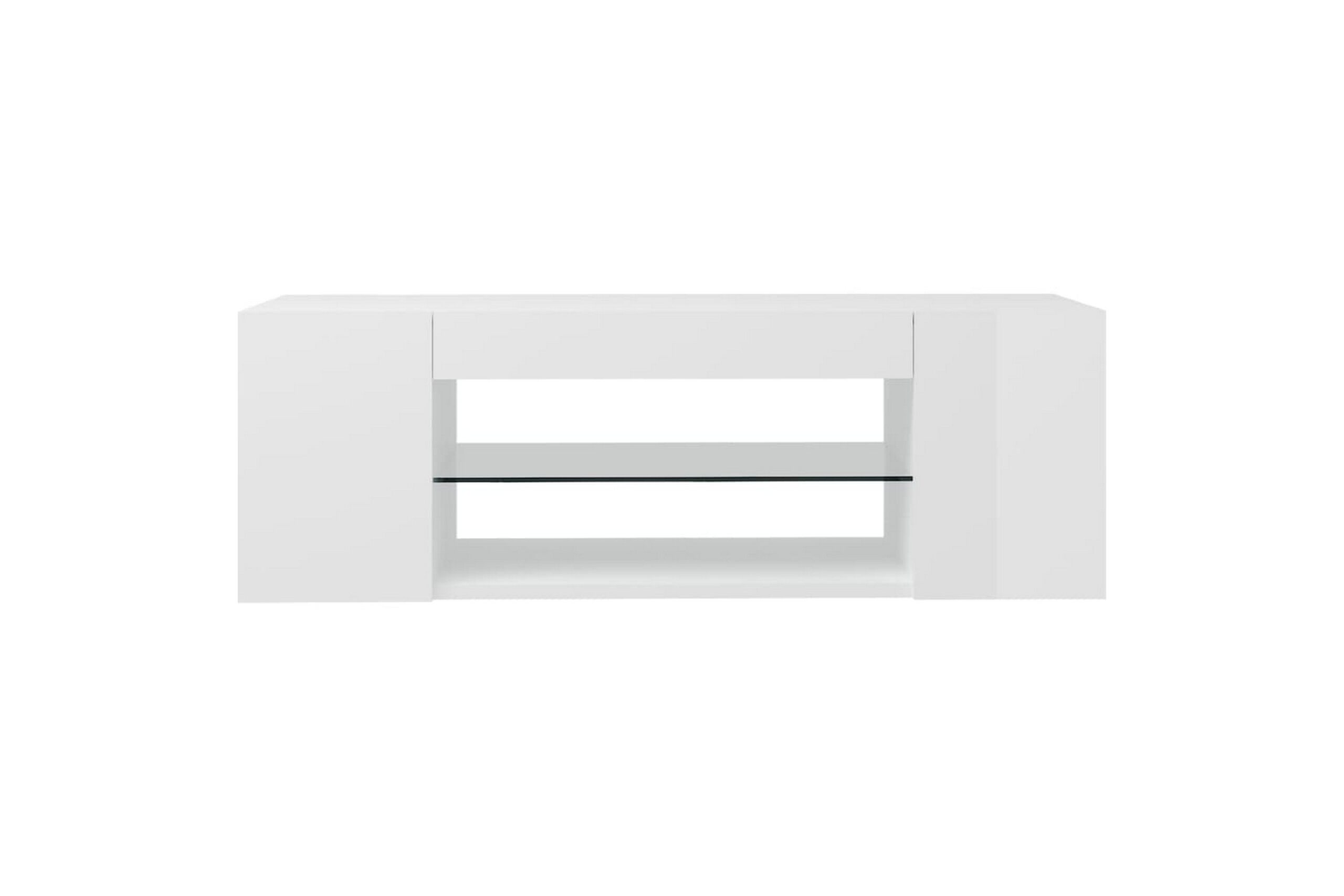 TV-taso LED-valoilla korkeakiilto valkoinen 90x39x30 cm -