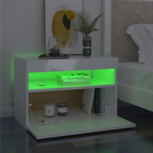 TV-taso LED-valoilla 60x35x40 cm - Valkoinen Korkeakiilto