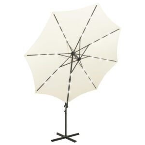 Riippuva aurinkovarjo tangolla ja LED-valoilla hiekka 300 cm -