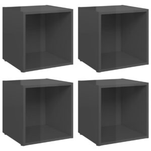 TV-tasot 4 kpl 37x35x37 cm - Harmaa Korkeakiilto