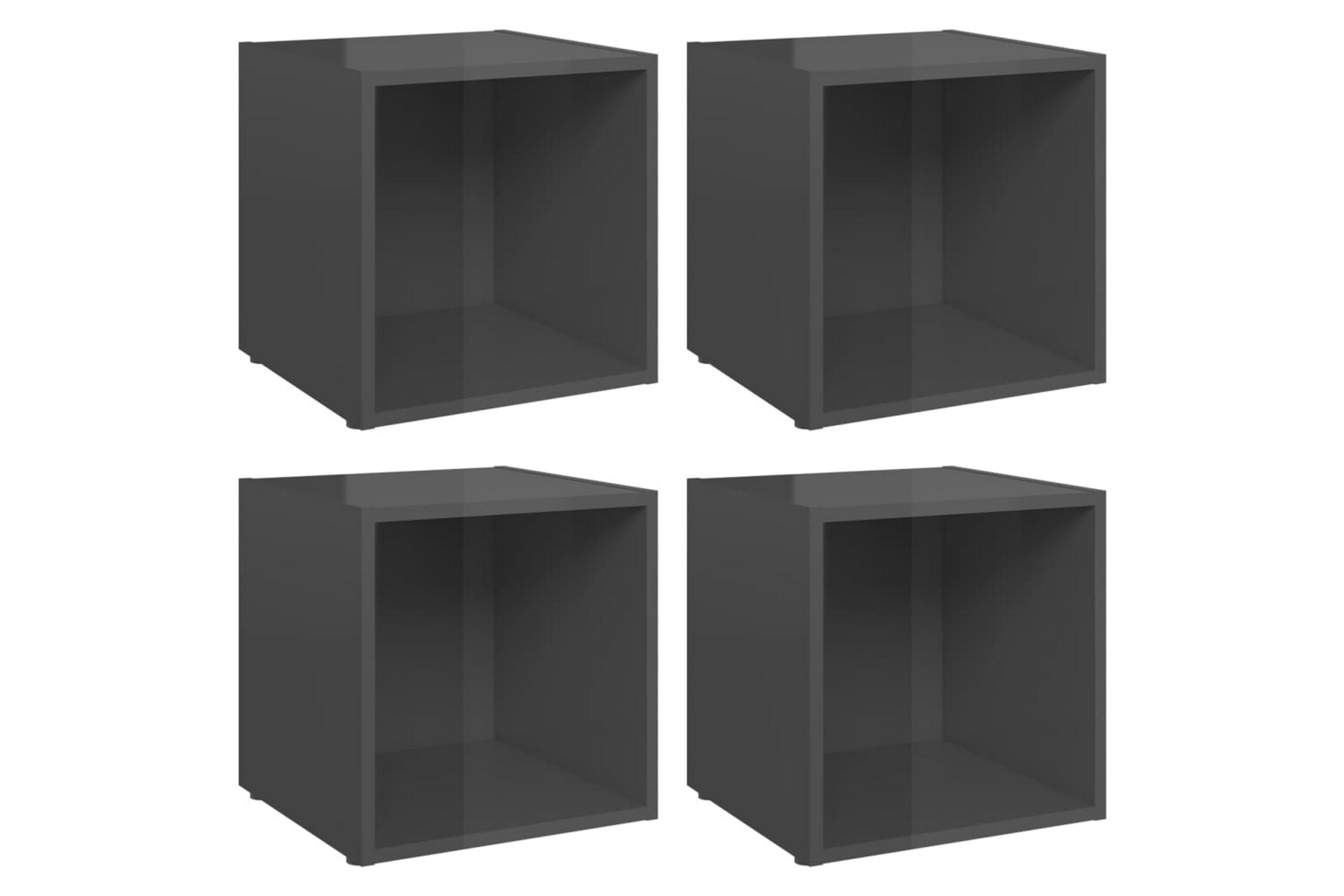 TV-tasot 4 kpl 37x35x37 cm - Harmaa Korkeakiilto