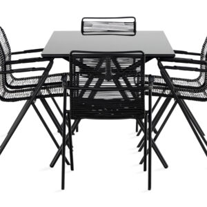 Ruokailuryhmä Rosasco 160 cm 6 tuolia - Lasi/Musta