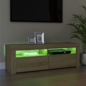 TV-taso LED-valoilla Sonoma-tammi 120x35x40 cm - Ruskea