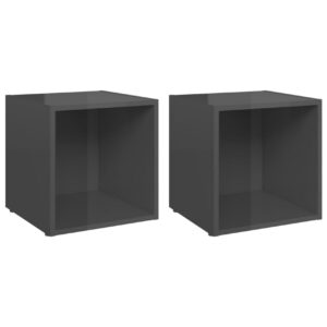 TV-tasot 2 kpl 37x35x37 cm - Harmaa Korkeakiilto