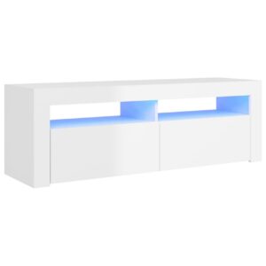 TV-taso LED-valoilla 120x35x40 cm - Valkoinen Korkeakiilto