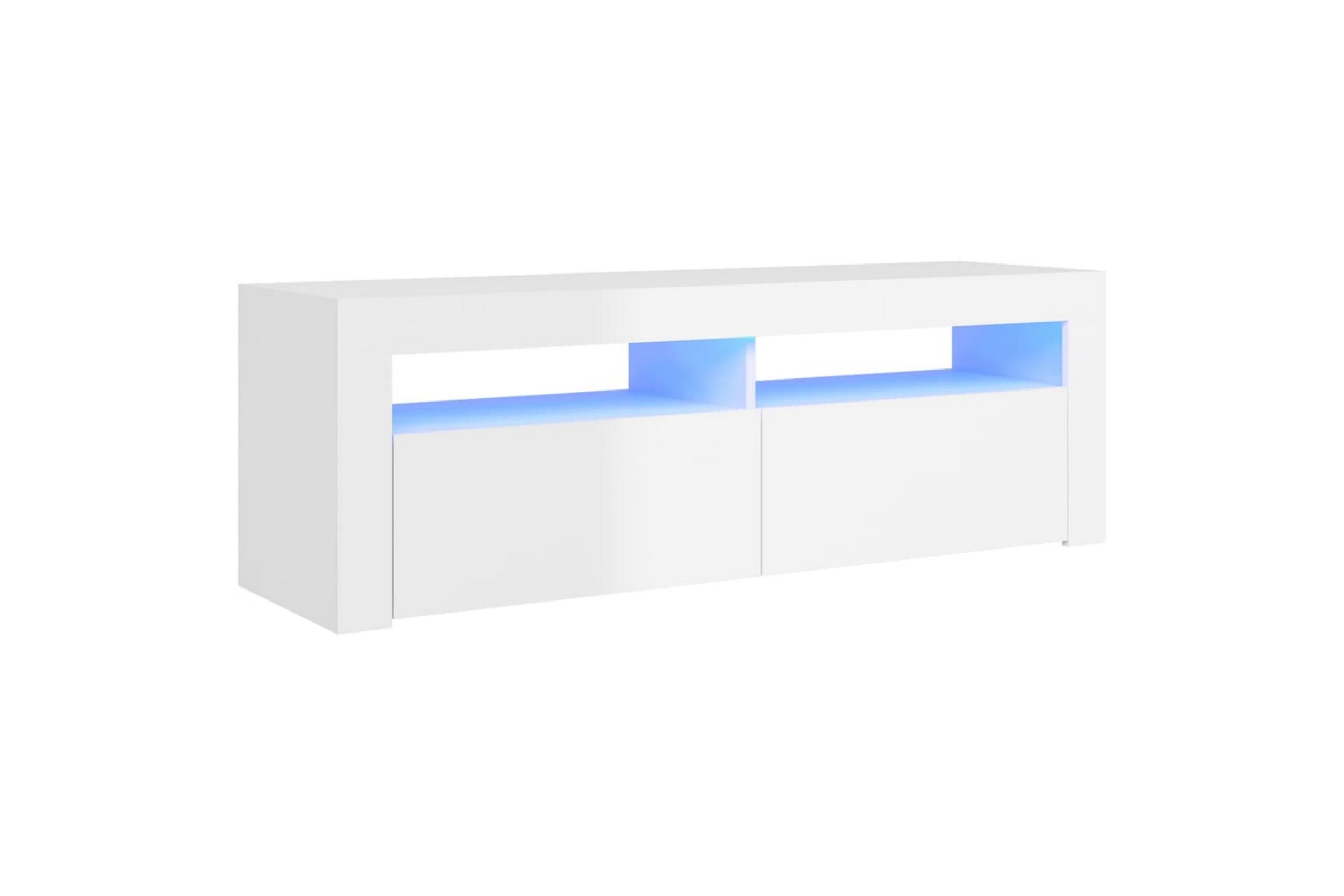 TV-taso LED-valoilla 120x35x40 cm - Valkoinen Korkeakiilto
