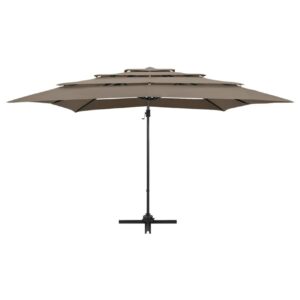 4-tasoinen Aurinkovarjo alumiinitanko harmaanruskea 250x250 - Taupe