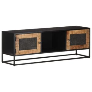 TV-taso 120x30x40 cm karkea mangopuu - Musta