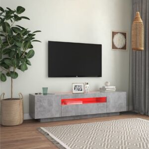 TV-taso LED-valoilla betoninharmaa 160x35x40 cm -