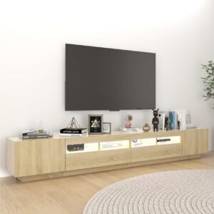 TV-taso LED-valoilla Sonoma-tammi 260x35x40 cm - Ruskea