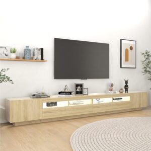 TV-taso LED-valoilla Sonoma-tammi 300x35x40 cm - Ruskea