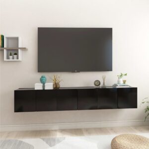 Seinäkiinnitettävät TV-tasot 3 kpl musta 60x30x30 cm -