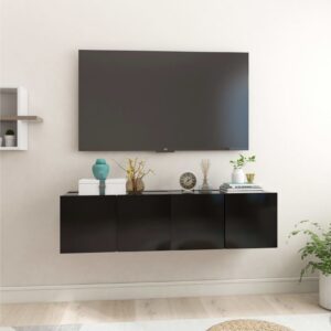 Seinäkiinnitettävät TV-tasot 2 kpl musta 60x30x30 cm -