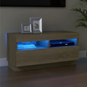 TV-taso LED-valoilla Sonoma-tammi 80x35x40 cm -