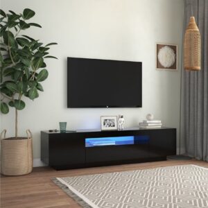 TV-taso LED-valoilla musta 160x35x40 cm -