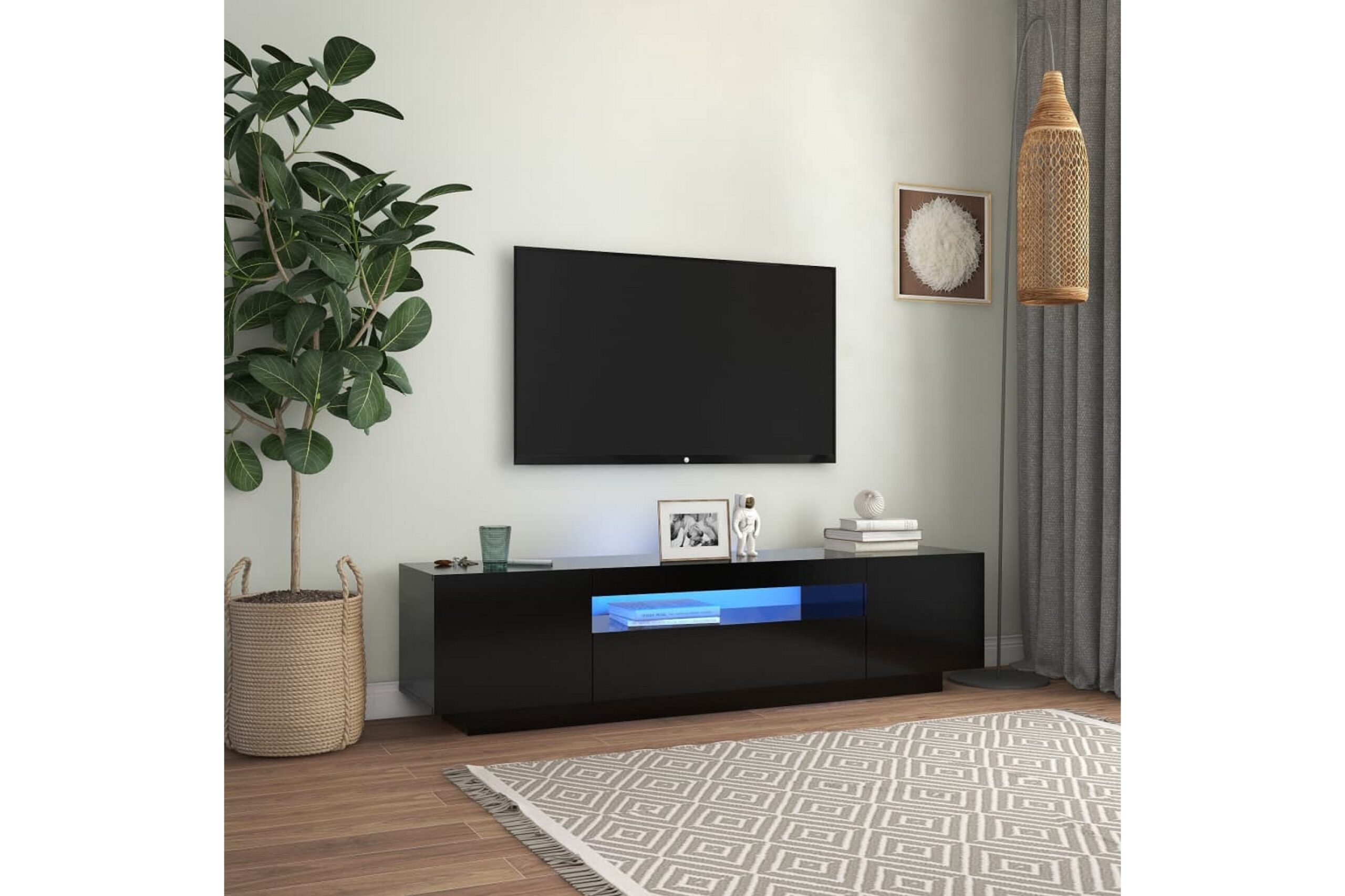 TV-taso LED-valoilla musta 160x35x40 cm -