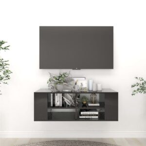 Seinäkiinnitettävä TV-taso korkeak. musta 102x35x35cm -