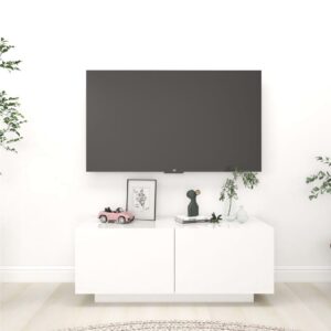 TV-taso korkeakiilto valkoinen 100x35x40 cm lastulevy -