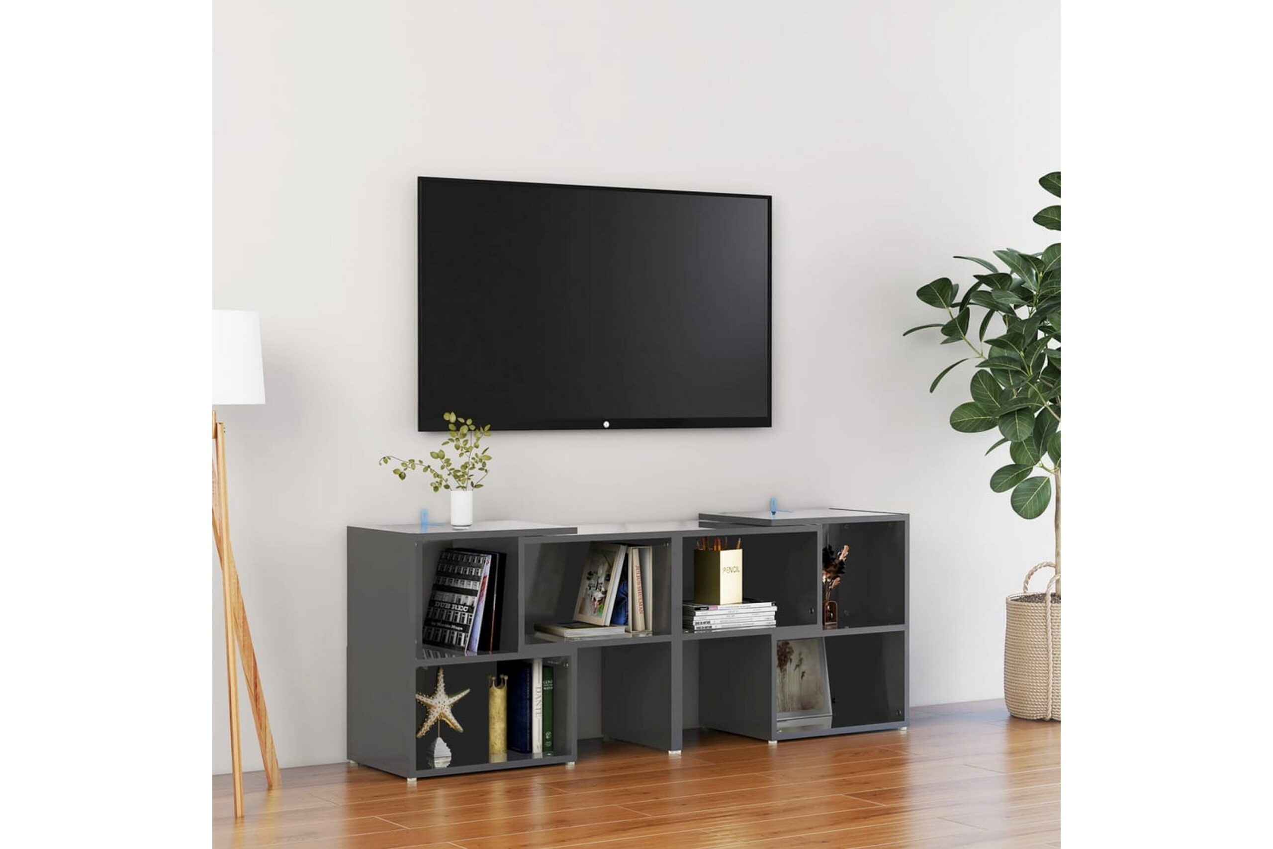 TV-taso korkeakiilto korkeakiilto harmaa 104x30x52 cm - Harmaa